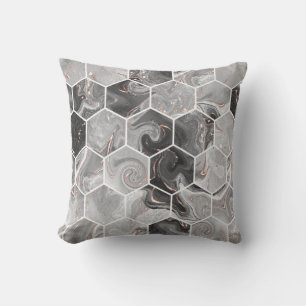 Marble hexagon seamless texture with gold pattern cushion
