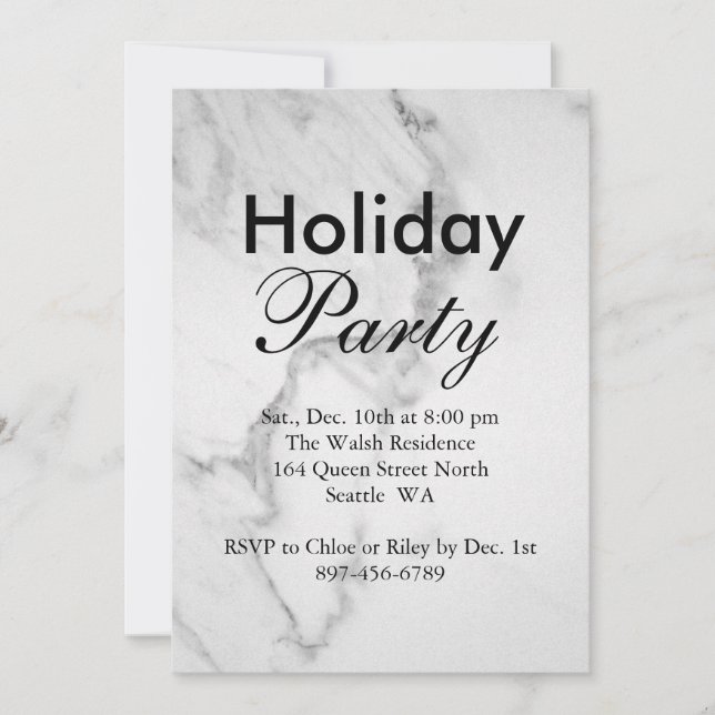 Marble Holiday Party Invitation (Front)