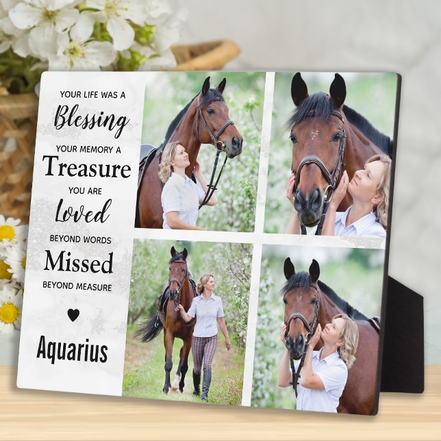 Marble Horse Memorial Photo Collage Plaque (Creator Uploaded)