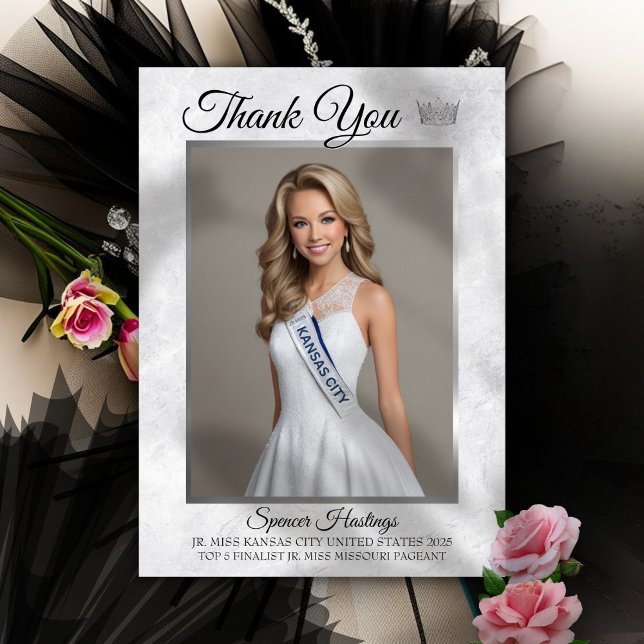 Marble Ice Pageant Thank You Card (This custom thank you card features your photo, pageant title, and space for a personal message)