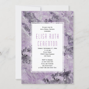 Marble in amethyst purple wedding bridal shower invitation