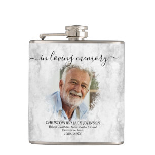 Marble In Loving Memory Funeral Memorial Tribute Hip Flask