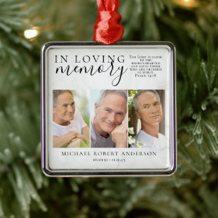 Marble In Loving Memory Photo Memorial Tribute  Metal Tree Decoration