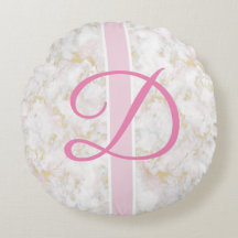 Marble Initial Personalised Pink Pillow Poufs