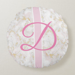 Marble Initial Personalised Pink Pillow Poufs