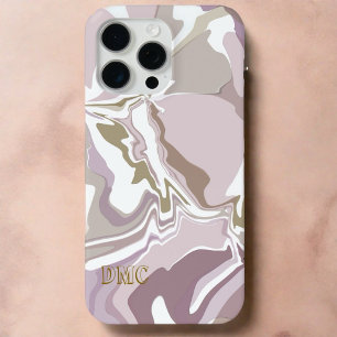 Marble initials cute blush pink rose gold white  iPhone 15 pro max case