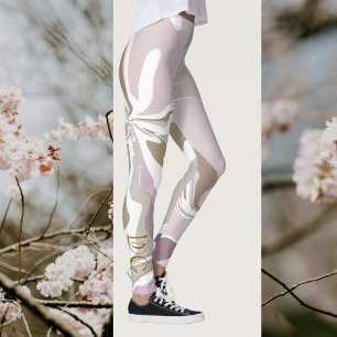 Marble initials cute blush pink rose gold white leggings