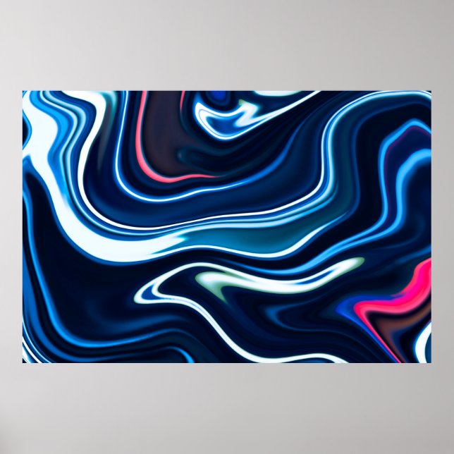 Marble ink colourful. Blue marble pattern texture  Poster (Front)