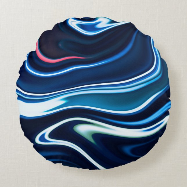 Marble ink colourful. Blue marble pattern texture  Round Cushion (Front)
