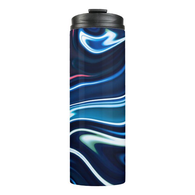 Marble ink colourful. Blue marble pattern texture  Thermal Tumbler (Front)