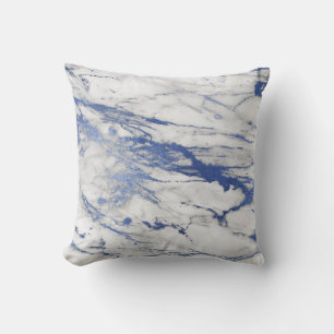 MARBLE INSPIRED WHITE BLUE PILLOW