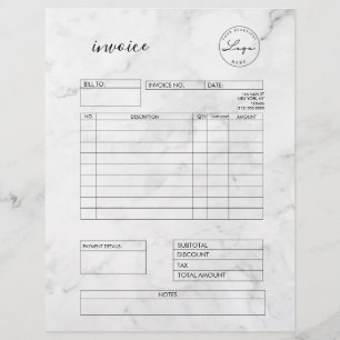 Marble Invoice Small Business Supplies Letterhead