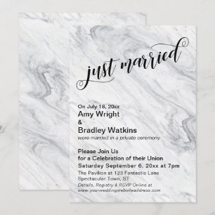 Marble Just Married Post-Wedding Celebration Invitation