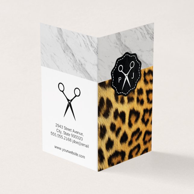 Marble | Leopard Print Stylist Business Card (Outside)