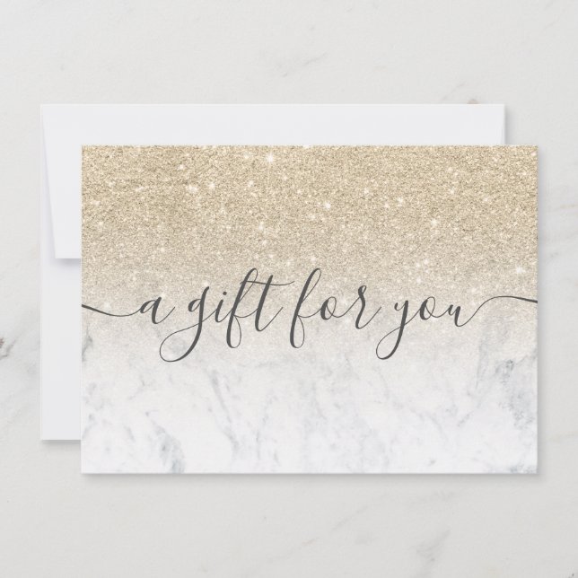 marble light gold glitter ombre gift certificate (Front)