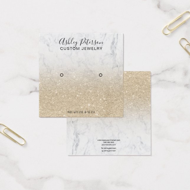 Marble light gold glitter stud earring display (Office)