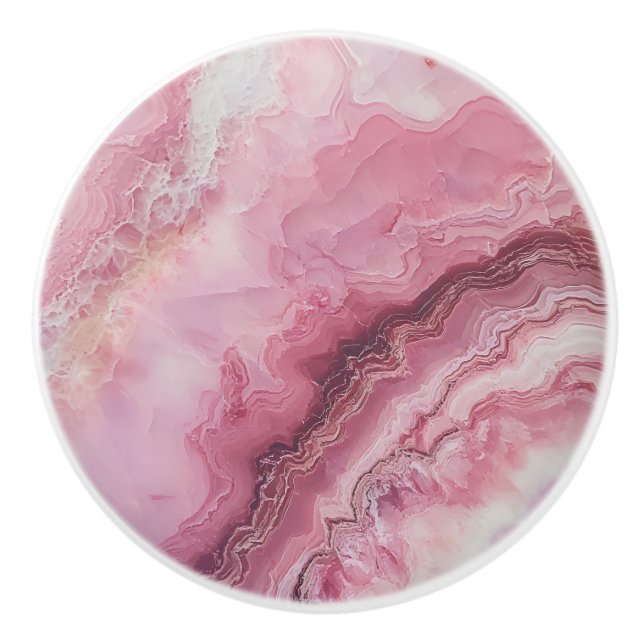 Marble Light Pink Pattern Ceramic Knob (Front)