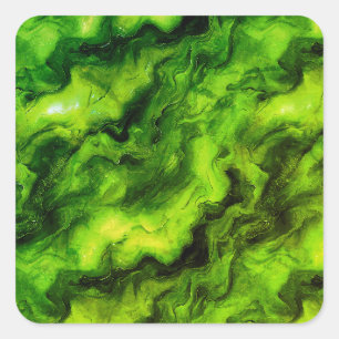 Marble-Like Texture in Bright Green Square Sticker
