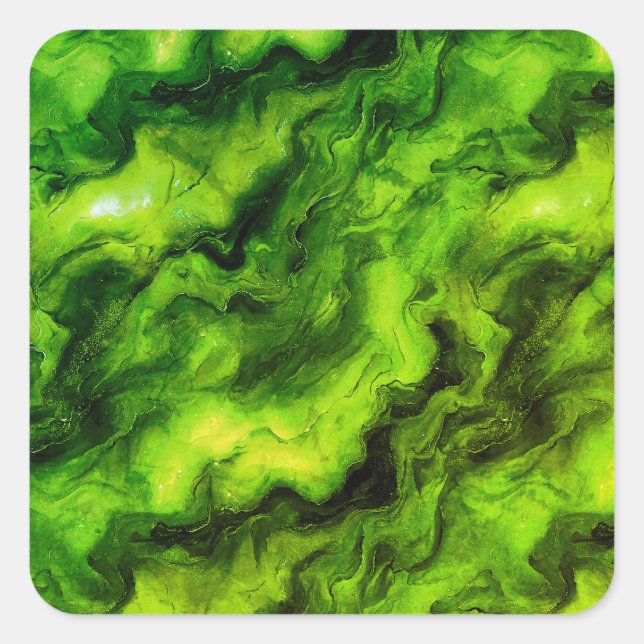 Marble-Like Texture in Bright Green  Square Sticker (Front)