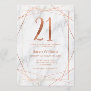 Marble Line Art 21st Birthday Invitation