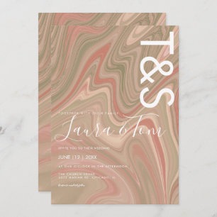 Marble Liquid Terracotta Agate Typography Wedding Invitation