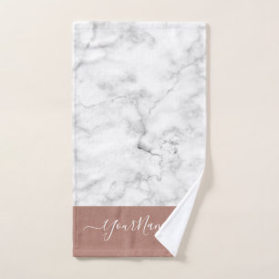 Marble look& rose gold  - elegant personalised hand towel