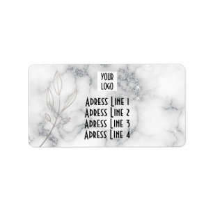 Marble luxury elegant silver modern return adress  label