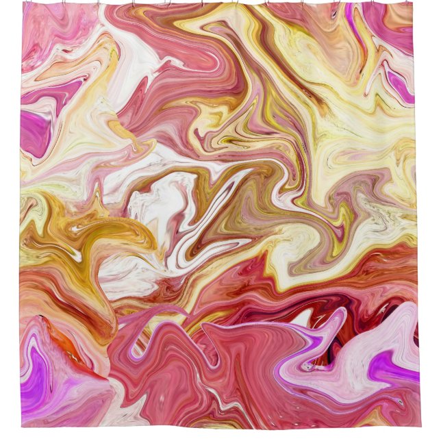 Marble Magic: Colourful Abstract Design Shower Curtain (Front)