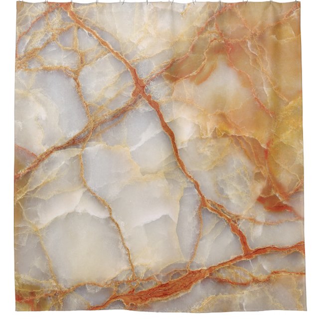 Marble Majesty: Glossy Elegance Shower Curtain (Front)