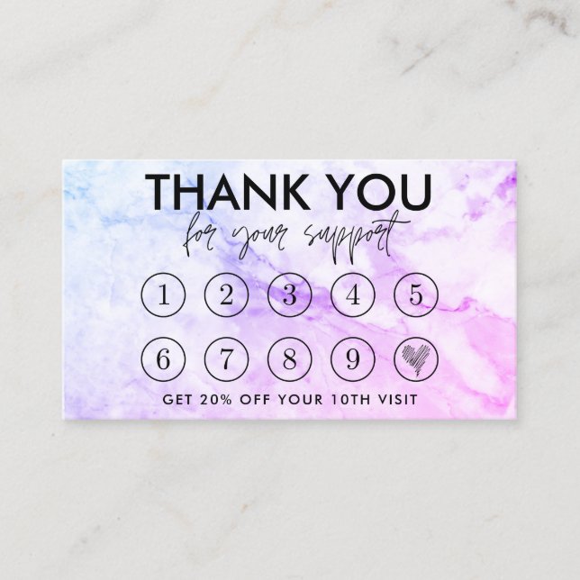 Marble Makeup Hair Logo Loyalty Card (Front)