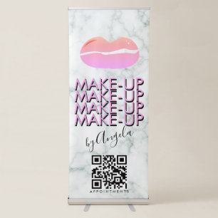 Marble Makeup Salon QR Code Lip Salon Retractable Banner