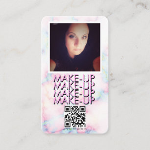 Marble Makeup Salon QR Code Photo  Business Card