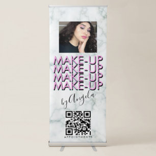Marble Makeup Salon QR Code Photo Salon Retractable Banner