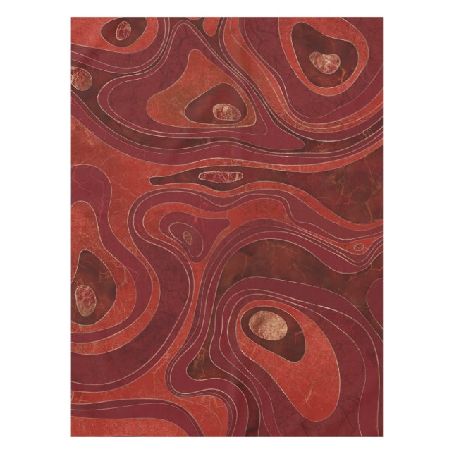 Marble Map -Deep Reds and Gold Tablecloth (Front)