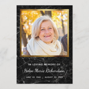 Marble Memorial Photo Sympathy Thank you Card
