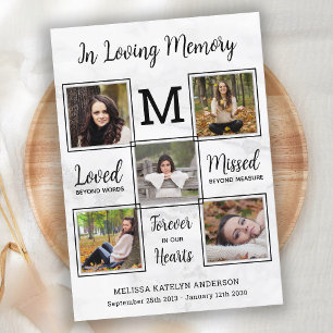 Marble Memorial Remembrance Photo Sympathy Funeral Thank You Card