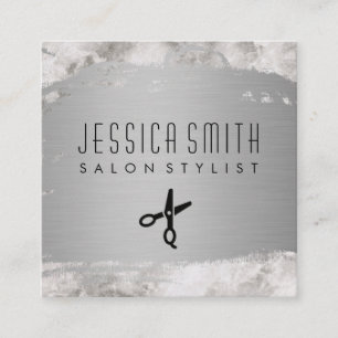 Marble Metalic Brushed   Hair Stylist Square Business Card
