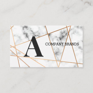 Marble Metallic Lines   Monogram Business Card