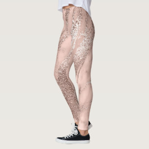 Marble Minimal Abstract Metallic Rose Blush Gold Leggings