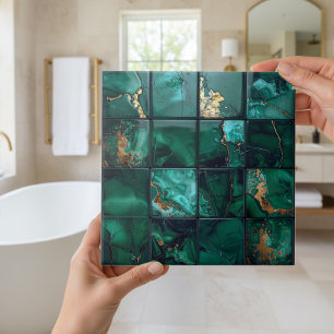 Marble Mix 4x4 Squares Emerald Green ID1185b Tile