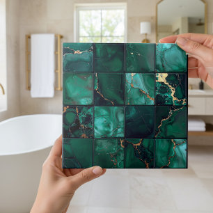 Marble Mix 4x4 Squares Emerald Green ID1185c Tile