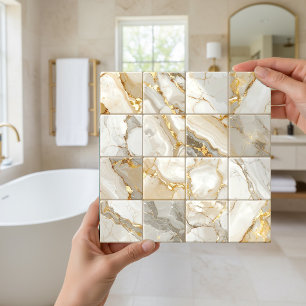 Marble Mix 4x4 Squares Ivory ID1186a Tile
