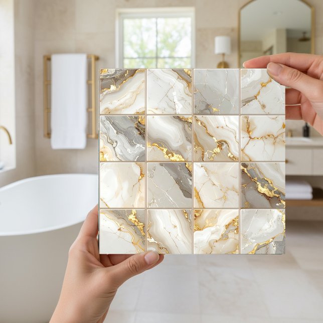 Marble Mix 4x4 Squares Ivory ID1186c Tile (Creator Uploaded)