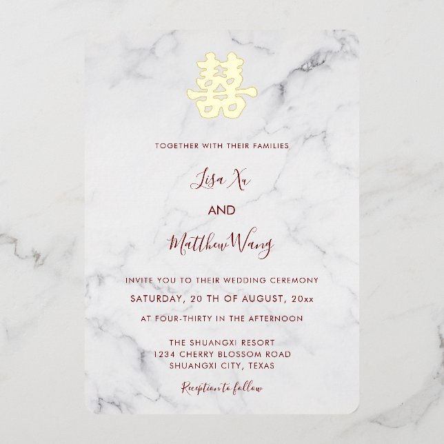 Marble Modern Chinese Wedding (Front)