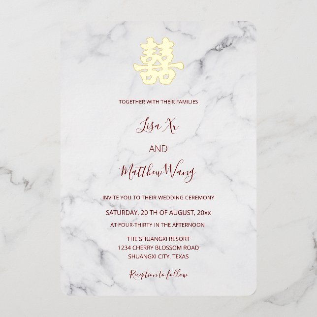 Marble Modern Chinese Wedding (Front)