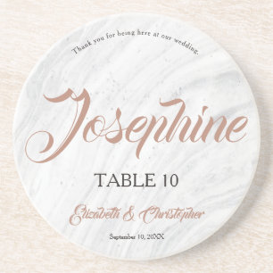 Marble Modern Customizable Names Wedding Escort Coaster