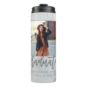 marble modern elegant photo graduate thermal tumbler