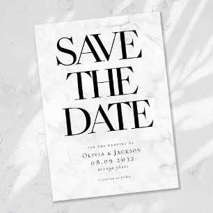 Marble Modern Minimalist Bold Typography Wedding Save The Date