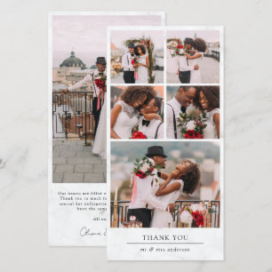 Marble Modern Multi Photo Collage Wedding Thank You Card