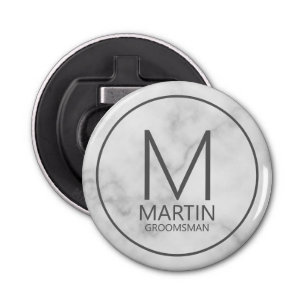 Marble Modern Personalised Monogram&Name Groomsmen Bottle Opener